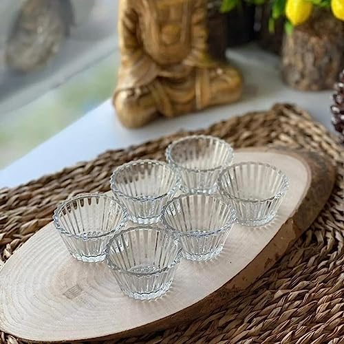 Orgingift 6 Mini Pcs de cristal para salsa, mini cuencos de cristal, campamentos de galletas con corte de servicio de delicias turcas, mermelada, miel mantequilla
