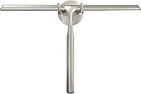 Better Living Deluxe XL 12" Silicone Shower Squeegee with Suction Hook - Rust-Proof, Streak-Free for Glass, Mirrors, Windows, Tiles - Brushed Nickel