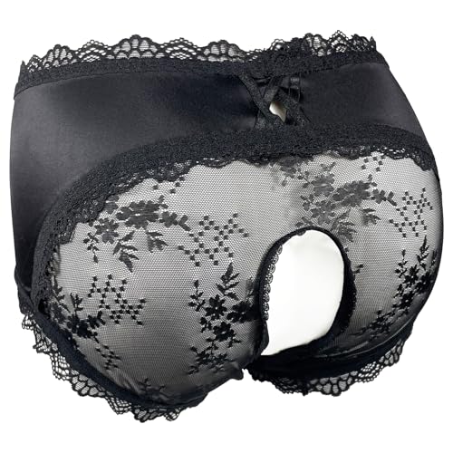 Femboy Sissy Black Mens Pouch Panties Men's Hipster Panty Lace Bikini Briefs Lingerie Underwear For Men-Manties