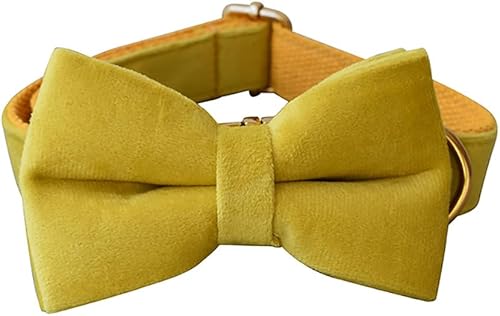 Miniatura 8 de Collar de perro con pajarita, collares de terciopelo para perro con hebilla de metal desmontable, collares ajustables suaves y cómodos para perros