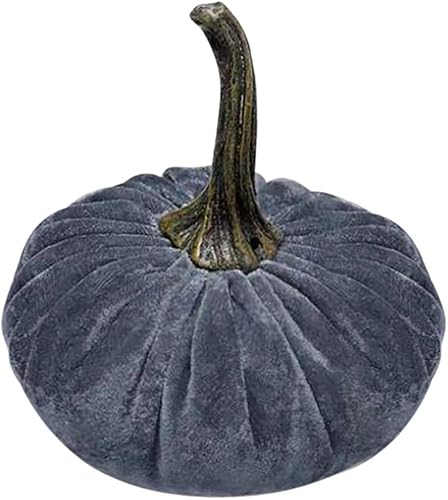 Miniatura 5 de Womenyiaor 3 calabazas de terciopelo para decoración, calabazas rústicas de terciopelo sintético con tallos reales para decoraciones de otoño, boda,