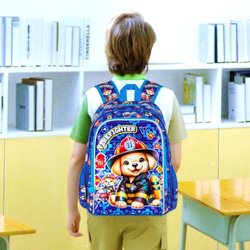 Image of 16 inch Boys Backpack, 3Pcs Dog Bookbag with Lunch Box, Kids School Backpacks Set for Elementary Preschool Kindergarten(Blue)