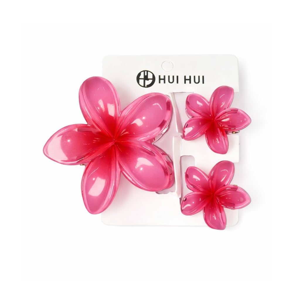Flower Design Hair Claw Clips for Women & Girls | Floral Plastic Hair Claw Clip Set | Strong Hold Non Slip Hair Accessories | Fancy Hair Clutch for Thick & Thin Hair | Pack of 3 (1 Big 2 Small) (Dark pink)-image-26