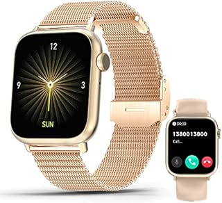 fremtudmy Smartwatch Damen Herren mit Telefonfunktion, 1.83 Zoll Fitnessuhren mit Blutdruckmessung Pulsmesser Uhr schrittzähler Schlaftracker Sportuhren Digital Damenuhr Rosegold für iOS Android