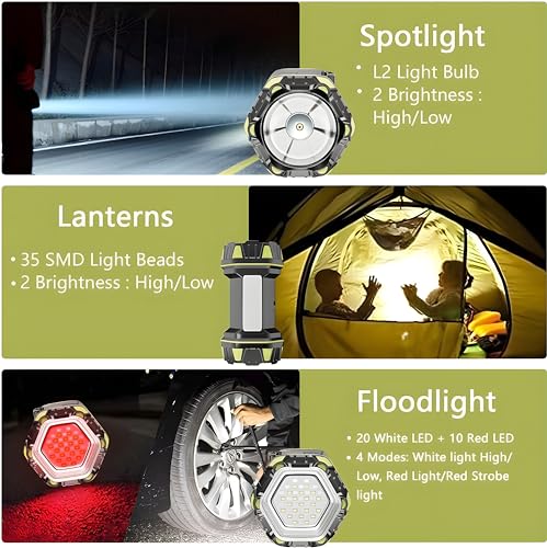 Image of Torch Light High Power Long Distance Rechargeable Flashlight, 8 Modes Handheld Spotlight for Camping, Waterproof, Emergency Light for Outdoor, USB Cable Included with Tripod (3 Months Warranty)