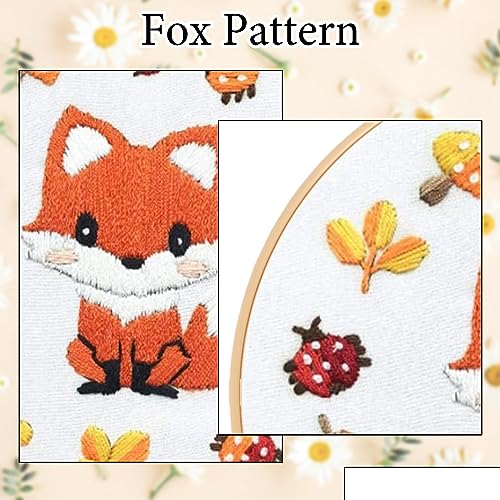 Image of Louise Maelys Fox Embroidery Kit for Beginner, Animal Cross Stitch Kit | DIY Full Range Easy Needlepoint With Stamped Animal Pattern, Hoop, Threads, Needles And Instructions For Adults DIY Craft