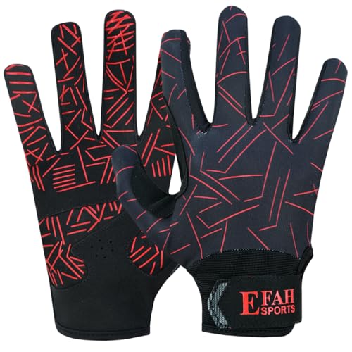 EFAH SPORTS Baseball Batting Gloves for Youth Adult Mens Kids Boys Padded Comfortable Softball Batting Gloves with Super Grip Finger Fit Palms (RED, Adult X-Large)