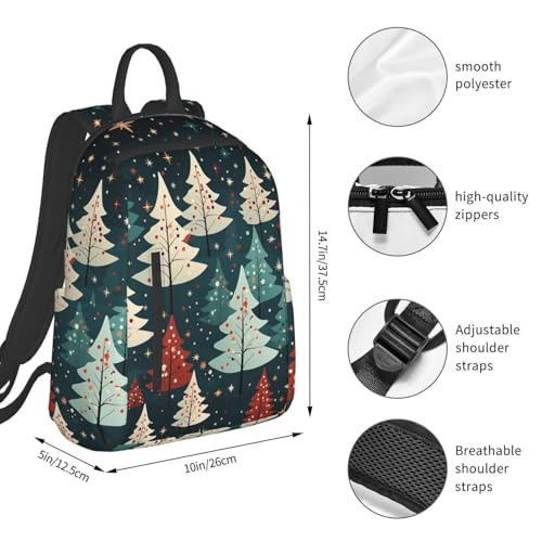 Backpack 14.7 inch Lightweight Large Bookbag Red Christmas Tree Daypack for Travel Office Work2