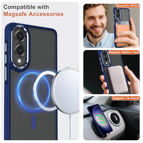 Image of MALEWOLF Case for Samsung Galaxy S25 Edge, Matte Translucent Magnetic Cover [Compatible with Magsafe] [Anti-Slip Grip], Military Grade Shockproof Hybrid Color Galaxy S25 Edge Phone Case (Darkblue)