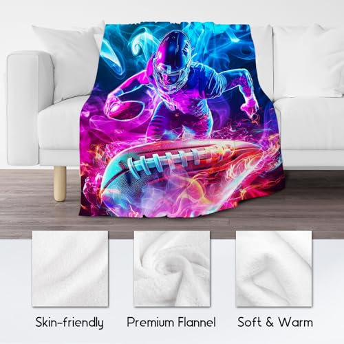 Football Blanket for Boys, Kids Blankets, Sports Theme Gifts, Warm Fleece Throw for Bed & Sofa, 60"x80"