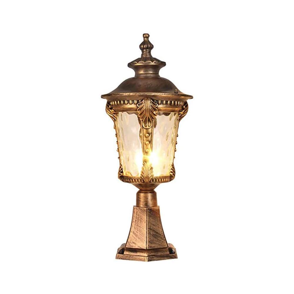 VDOQTLJT Post Lantern Lights Traditional Black& Bronze Ip44 Outdoor Waterproof Pillar Lamp Wall Villa Garden Door Community Courtyard Decor Table Light Stadium(Bronze-medium)