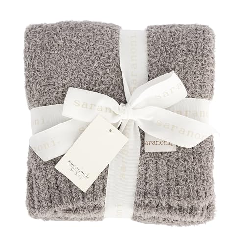 Image of SARANONI Bamboni Luxury Throw Blanket | Super Soft Plush Home Decorative Comfy Blankets for Sofa, Couch or Bed | Gray, Large - 50 inch x 60 inch