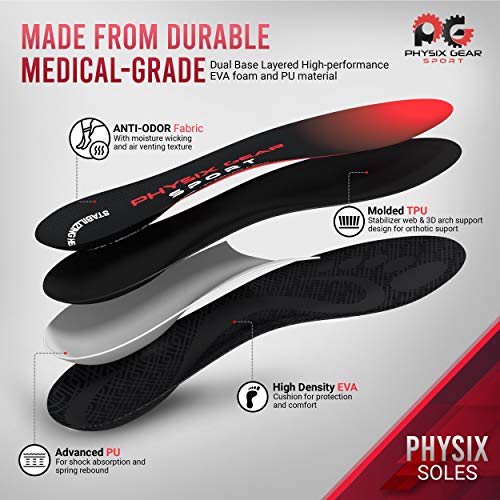 Arch Support Insoles Men & Women by Physix Gear Sport Orthotic
