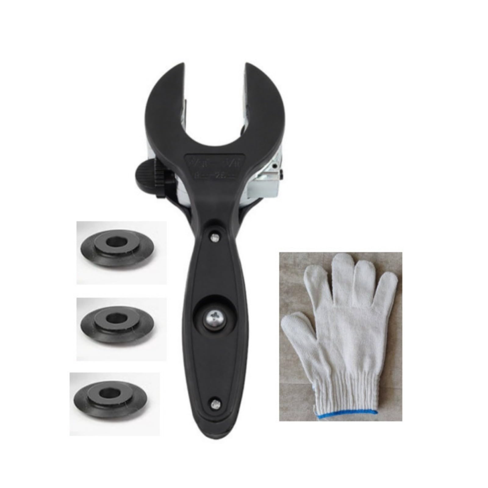 Industrial Strength Pipe Slicing Tool with Ergonomic Handle and Spare Cutter Included Ratcheting Metal Pipe Cutting Tool Construction Grade Cutting Set