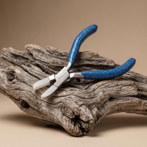 Image of Beadsnfashion Steel Jewellery Making Nylon Jaw Plier - Professional Stainless Steel Jewellery Making Tool with Blue Grips Handle for Straightening Wire and Detailed Craft Work
