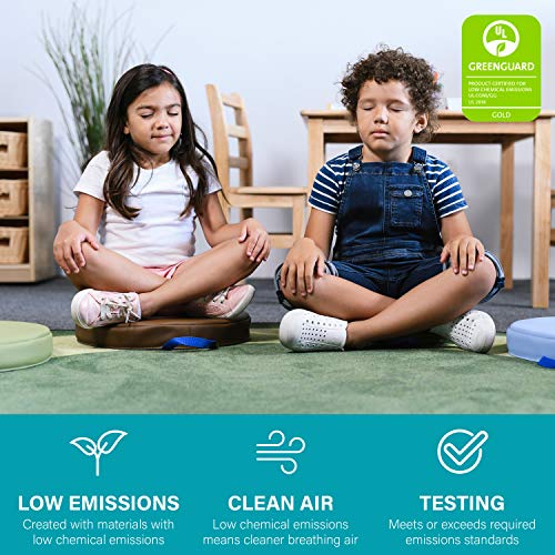 Image of Factory Direct Partners SoftScape 15 inch Round Classroom Floor Cushions with Handles; Flexible Seating for Daycare, Preschool, Playroom; 2 inch Thick Deluxe Foam (6-Piece) - Earthtone, 11232-ET