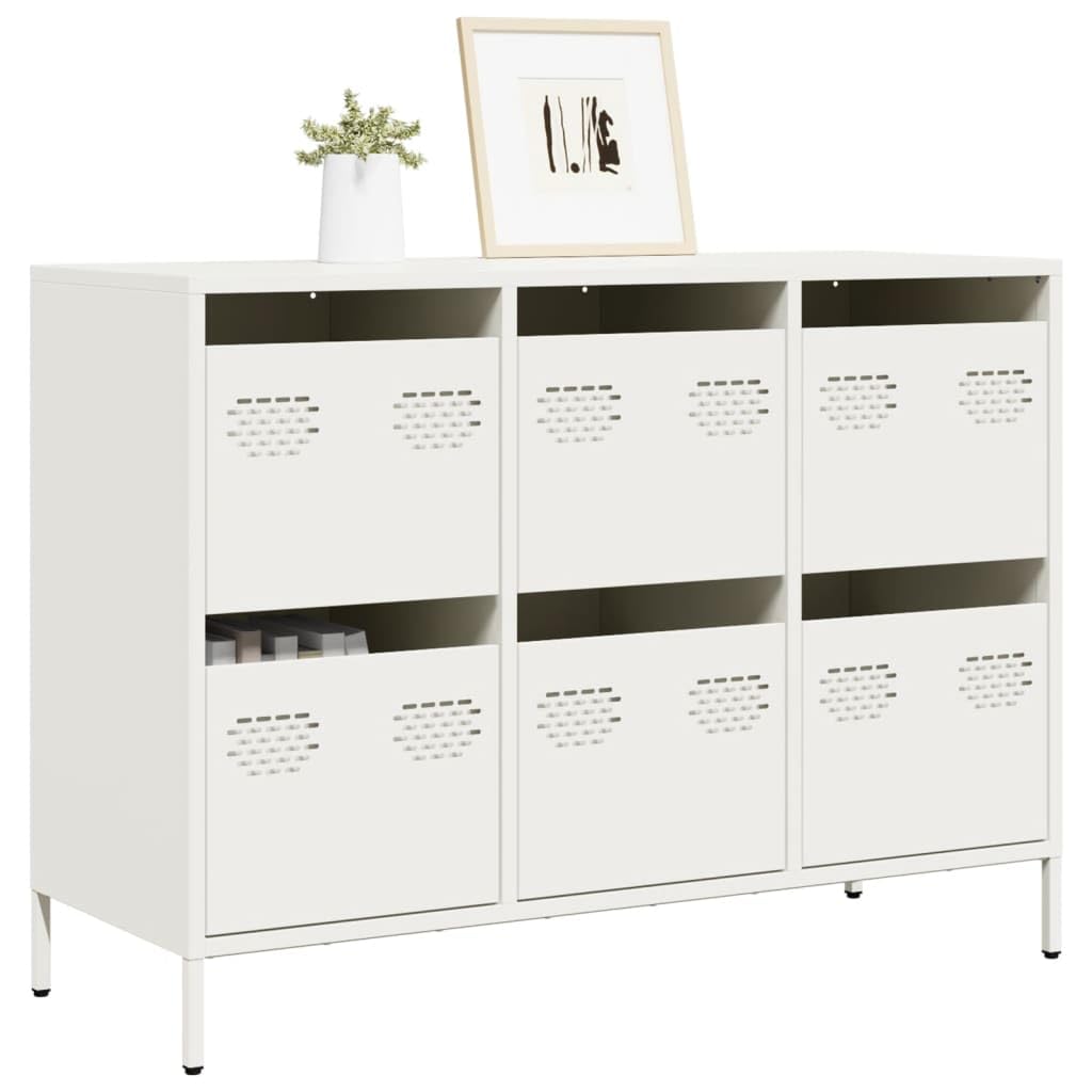 Buffet blanc en acier laminé à froid armoire de rangement de salon 101,5cm