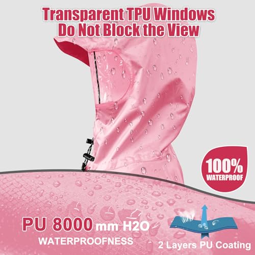 Andake Waterproof Rain Poncho for Adults Unisex,230T Ripstop Polyester,Raincoat Gear with Transparent Viewing Window Outdoors - Image 3