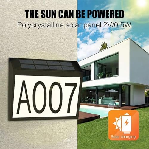 Plaque d'immatriculation de maison lumineuse solaire LED bronze avec applique d'adresse extérieure