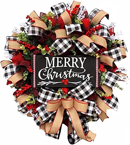 Scannay Christmas Buffalo Check Wreath 10 Inch Artificial Christmas Wreath