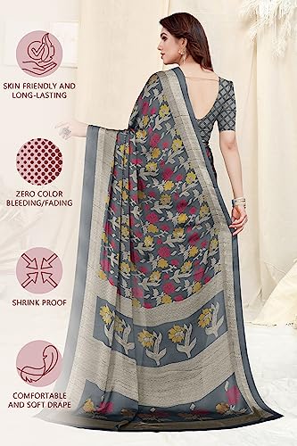 Image of MIRCHI FASHION Saree for Woman Chiffon Floral Printed | Lightweight Daily Wear Women's Sari with Unstitched Blouse Piece (Available in 20 Colors)