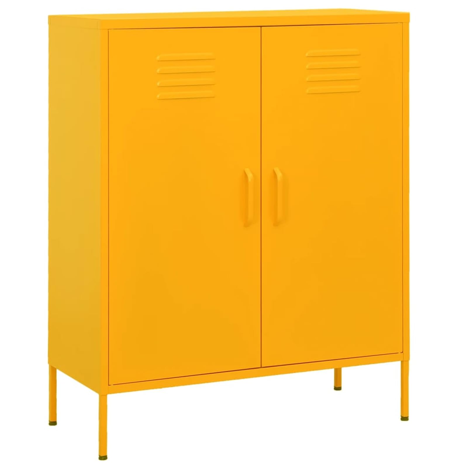 Armadio portaoggetti in acciaio giallo senape, 80 x 35 x 101,5 cm, con 2 ripiani e regolazione in altezza, per ordine in cucina, spogliatoio, studio