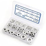 Flach Unterlegscheiben Set, Beilagscheiben 688 Stück 15 Größen Edelstahl Flach und Sicherungsscheiben Beilagscheiben Sortiment Set (M2 M2.5 M3 M4 M5 M6 M8 M10 M12 M14)