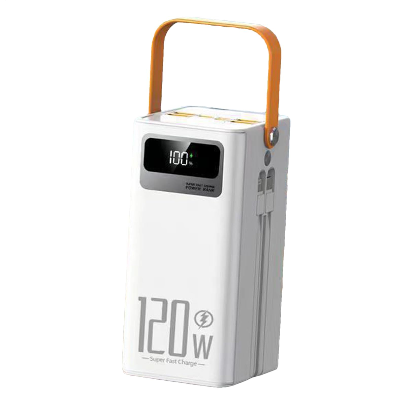 Caricabatterie Portatile Power Bank Ad Energia Solare Da 50000 MAh - Power Bank A Ricarica Rapida Da 120 W Con Cavi Integrati, Caricatore A Pannello Solare, Caricabatterie(White)