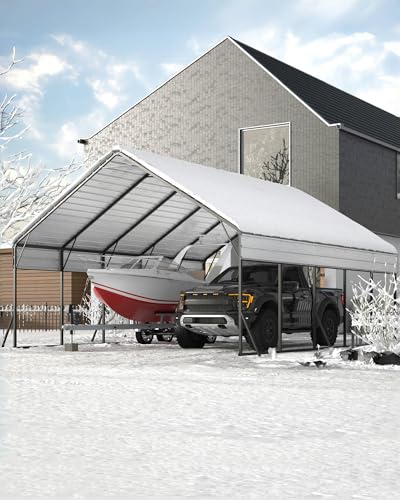 Image of GarveeLife 20'x25'x13' Metal Carport for 2 Cars, Heavy Duty Car Ports with Reinforced Frame, Tall Metal Car Ports for Bass Boats, Full-Sized Pickup Trucks, and Tractors