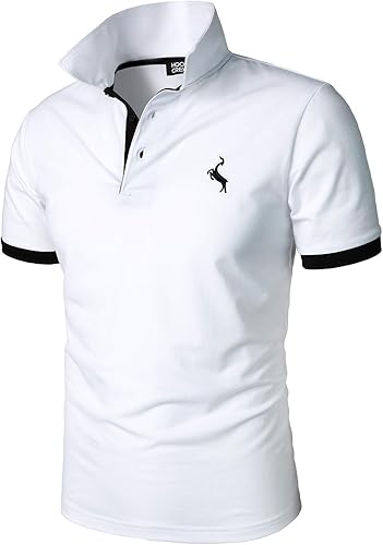 HOOD CREW Camisa Polo Clásica de Hombre de Manga Corta, Camisas Ligeras Casuales