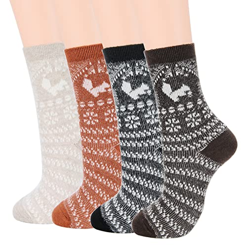 Zando Womens Wool Socks Winter Athletic Socks Crew Sock Warm Hiking Merino Wool Socks Soft Thick Mid Calf