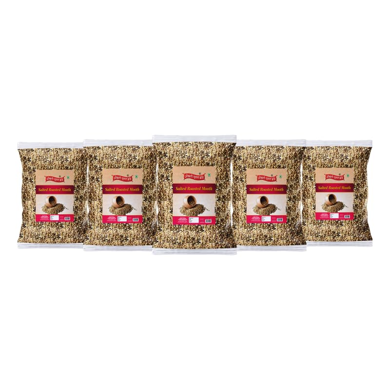 Image of OKHLI MUSAL BRAND Vigna aconitifolia | Marwar Roasted Salted Moth /Mooth /Matki Bean Namkeen Snack | Mat bean | Moth bean | Matki Dew Bean Tasty Yummy Snack Healthy Snack High in Protein-900g*5Pack