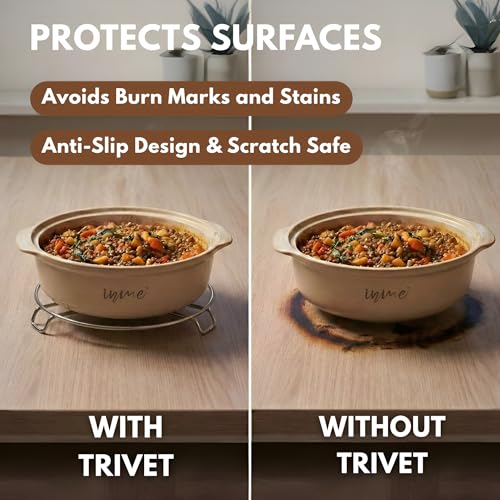 Image of Inme Hot Utensils Stand Hot Pot Stand for Kitchen Dining Table Top Ring, Vessel Dishes Food Plates Holder, Cooker Stand Inside, Trivet, Coaster Steaming Mat (Set of 3, Heavy Duty - 4 mm Thickness)