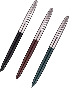 EPANO 3 PCS Genuine Hero 329 Fountain Pen Fine Nib Gold Arrow Pattern, Stainless Steel Cap