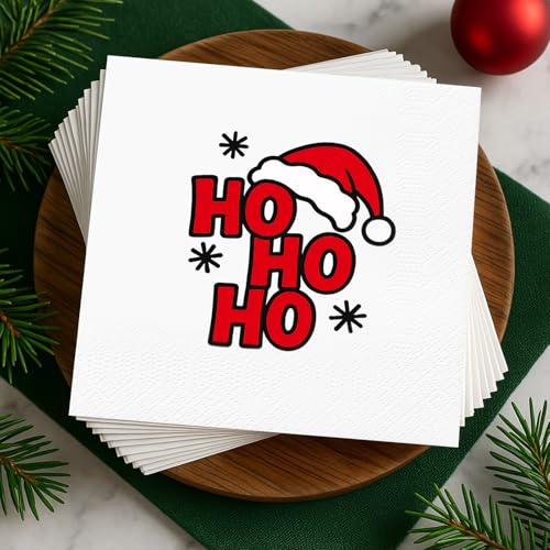 Tbsone Christmas Paper Napkins Disposable: 3-Ply Funny Santa Xmas Napkin, Holiday Party Table Decor for Luncheon, Dinner, Dessert, Cocktail, Appetizer (6.5 x 6.5 Inches, 50 Pack) – Image 5