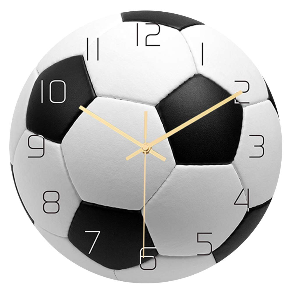 Garneck Vintage-Dekoration, Vintage-, Kinderzimmer, Dekoration, Sport-Wanduhr, Fußball, stumm, Wanduhr, dekorativ, geräuschlos, für Wohnzimmer, Schlafzimmer, Retro