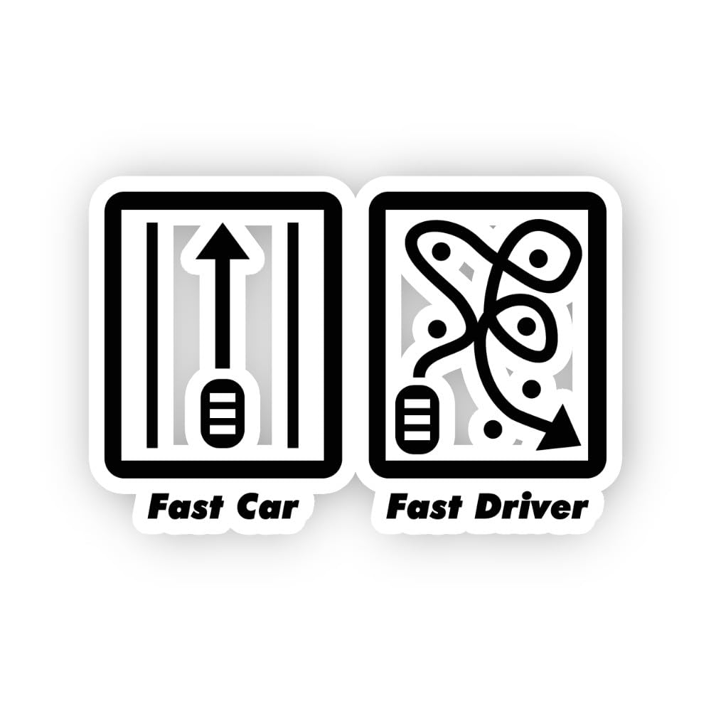 Fast Car vs Driver Vinyl Decal Pack (3" & 5") - Waterproof & Versatile