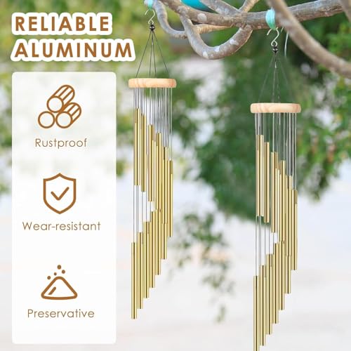 Image of Large Memorial Feng Shui /Vastu Wind Chimes for Home, Office, Indoor & Outdoor Decoration | Elegant 15 Aluminum Alloy Tuned Tubes for Positive Vibrations Energy Flow