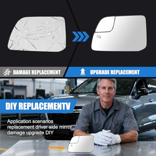 Driver Side Mirror Replacement for Ford Edge MKX 2011 2012 2013 2014, Left Exterior Side Rearview Mirrors Glass, with Backing Plate, Power Heated by Yeparie - Image 6
