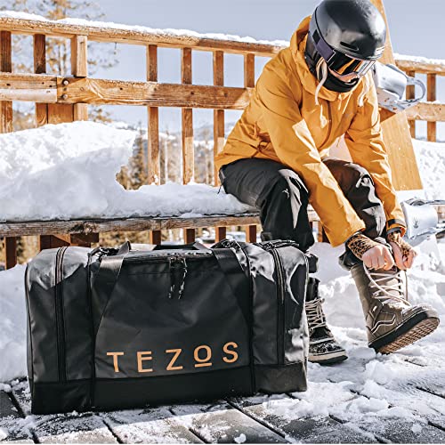 Tezos Timberline Ski & Snowboard Duffel, 78L Large Outdoor Equipment/Boot Bag (Black/Brown) - Thumbnail 6