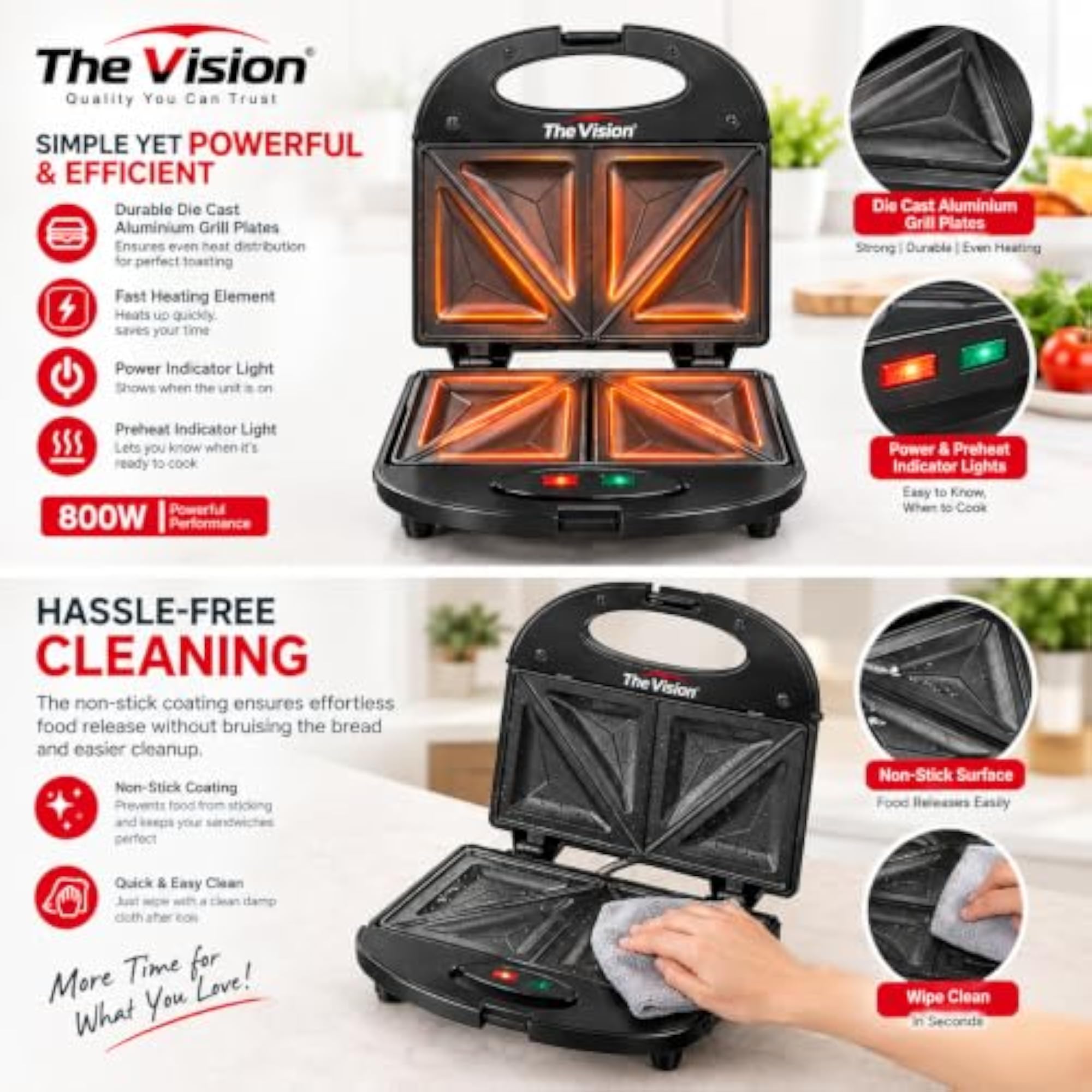 750 Watt 3-in-1 Sandwich Maker & Toaster