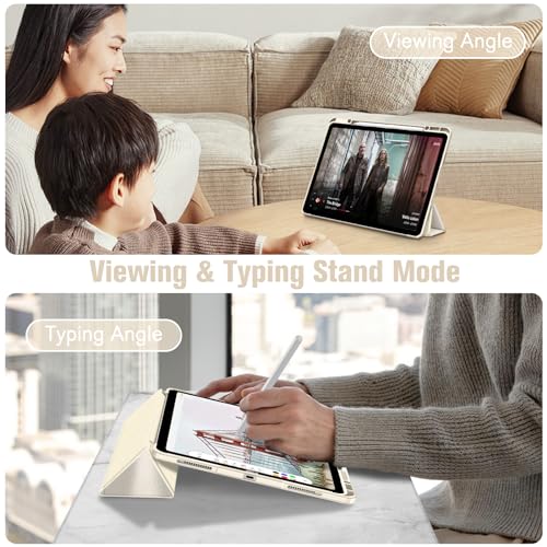 Image of Fintie Hybrid Slim Case for iPad Air 13-inch (M2) 2024, [Built-in Pencil Holder] Shockproof Cover with Clear Transparent Back Shell (Starlight)