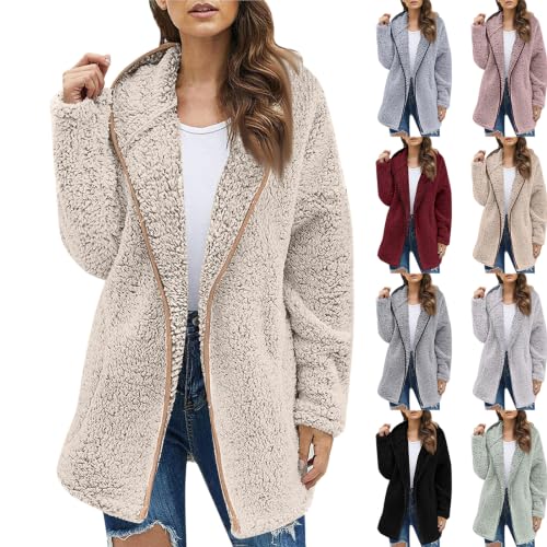 Long Sweaters for Women Fleece Lined Slouchy Vacation Layered Sherpa Jacket - image 1