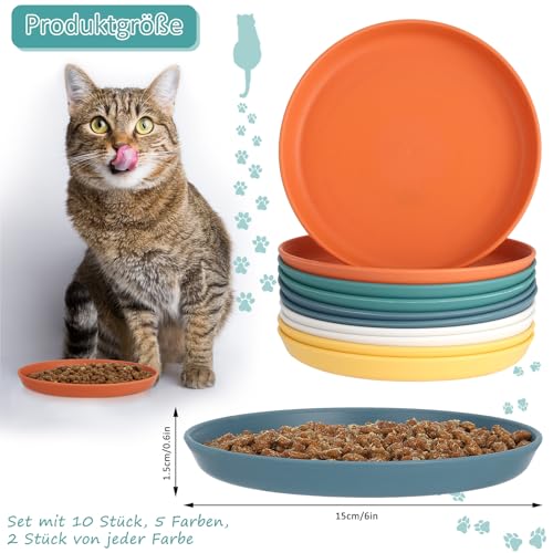 Apricitie 10 Stück Katzennapf Flach Katzen Futternapf 5.9 Zoll Runder Katzenteller Katzenschüssel Bunt Katzenfutter Napfset Für Trockenfutter Und Nassfutter