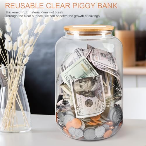 Mczcent Sparschwein Groß, 3.2L Sparbüchse Transparent für Geld Münzen Spardose Groß Plastik Durchsichtig, Grosse Münzen Spardosen Piggy Coin Money Saving Bank Jar Box