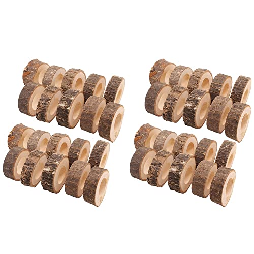 40 servilleteros de madera de Navidad, servilleteros redondos decorativos de 1.18 pulgadas