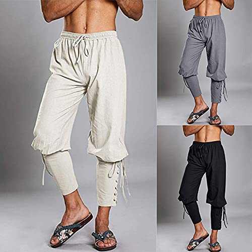 Pantalon médiéval confortable ajustable aux chevilles noir - 3