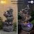 27 Inch 5-Tier Cascading Rock Water Fountain with LED Lights, Resin Imitation Stone Outdoor Waterfall Fountain for Garden Patio Yard Deck