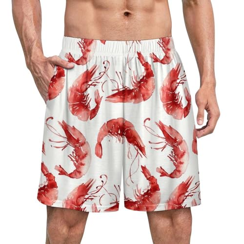 Short de bain homme motif crevettes confortable pour l'été
