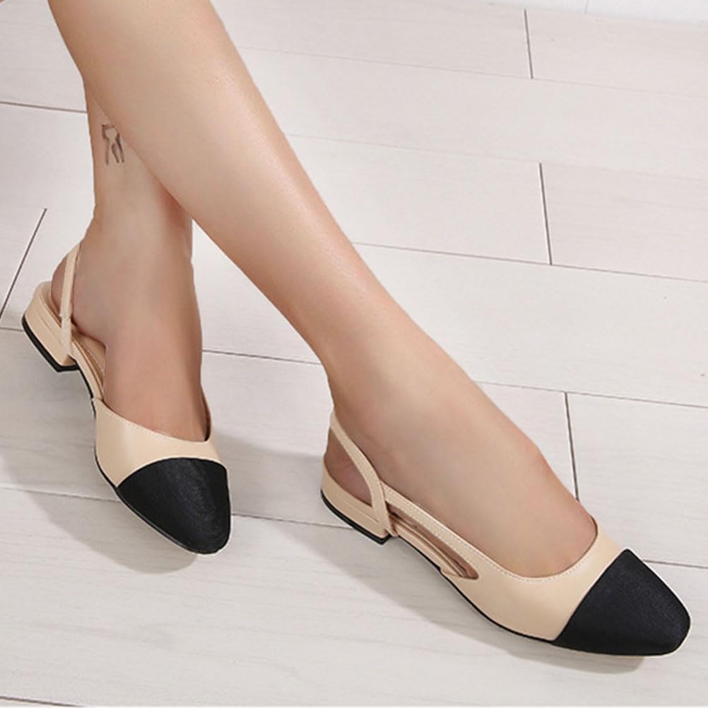 Wilbb Femmes Élégant Bloc Slingback Talon Souple Cuir Femme Sandales Habillées Escarpins,1.5cm,41 EU